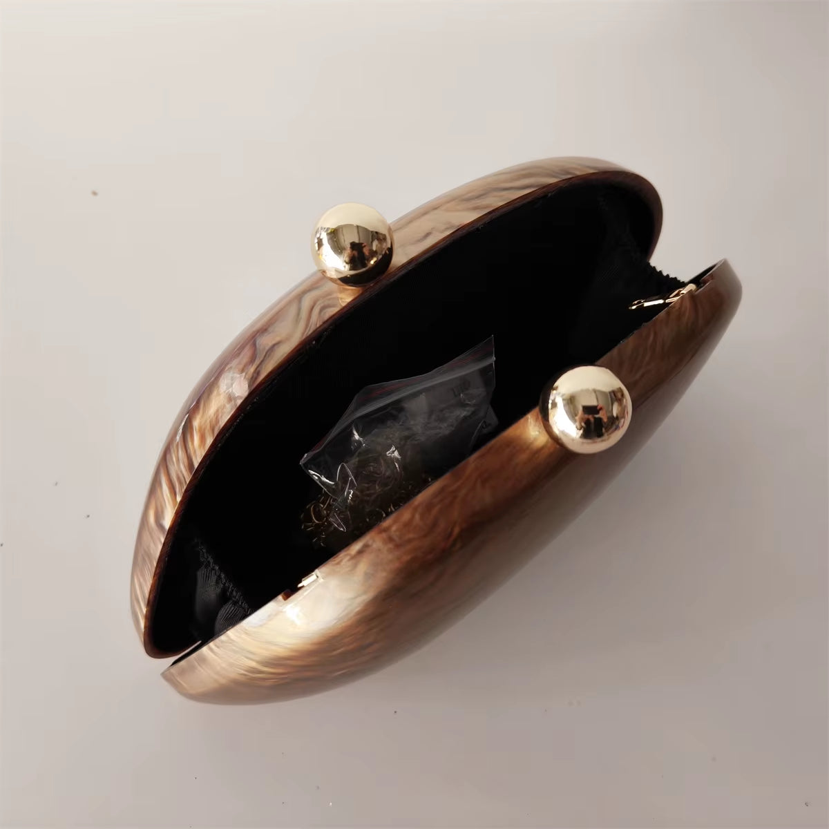 Pearl Brown Dumpling Shape Acrylic Box Clutches Party Purse L Evening Bags Lady Wedding Bridesmaid Clutches Minaudiere Handbags