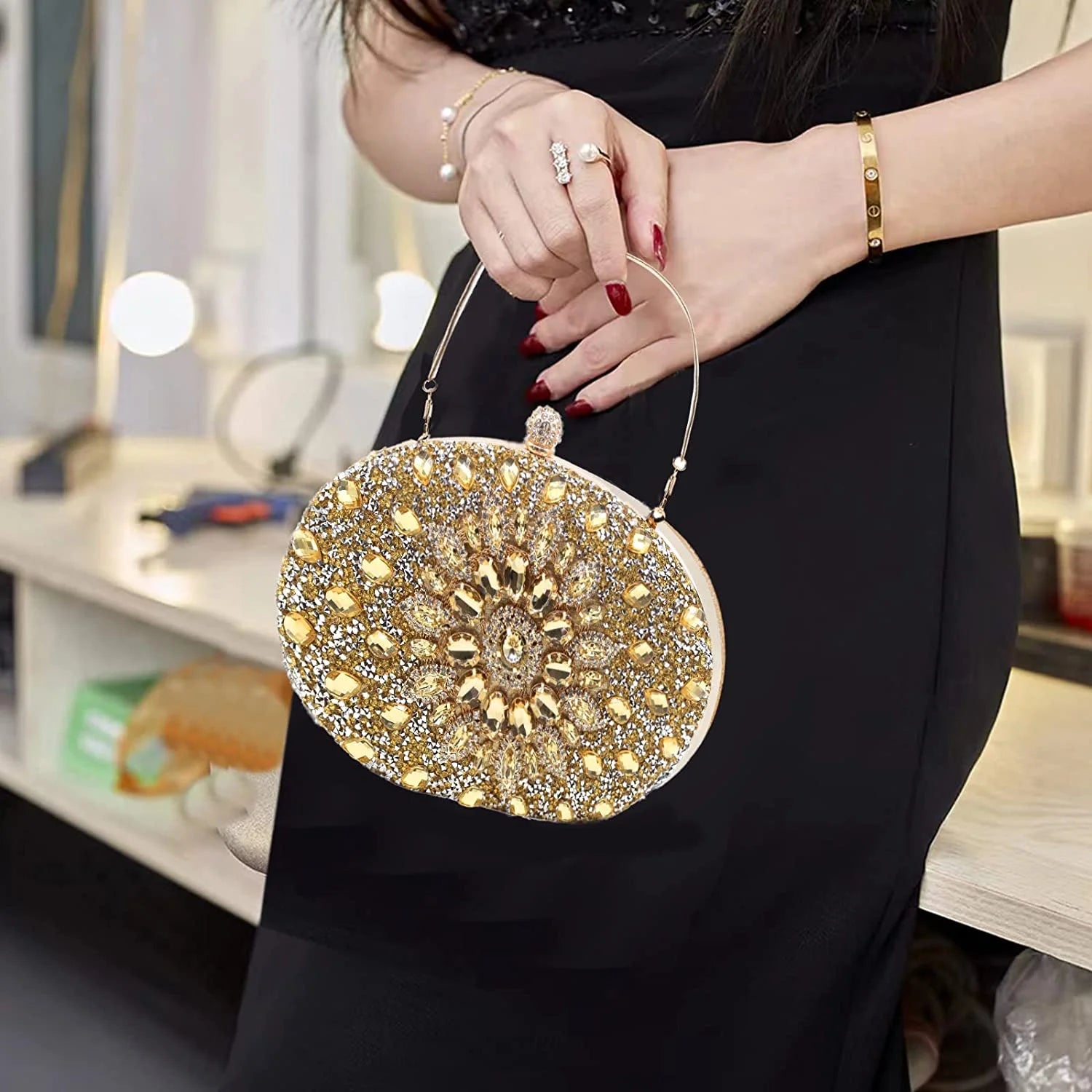 Rhinestone Evening Clutch Bag for Women Bridal Diamonds Clutch Purses Wedding Purse Prom Cocktail Party Handbags