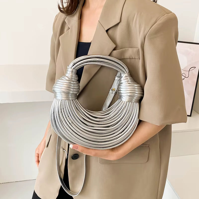 MOODS Luxury Evening Purses for Women Golden Noodle Knot Design Dinner Party Clutch Bag 2023 Luxury Designer Purses and Handbags