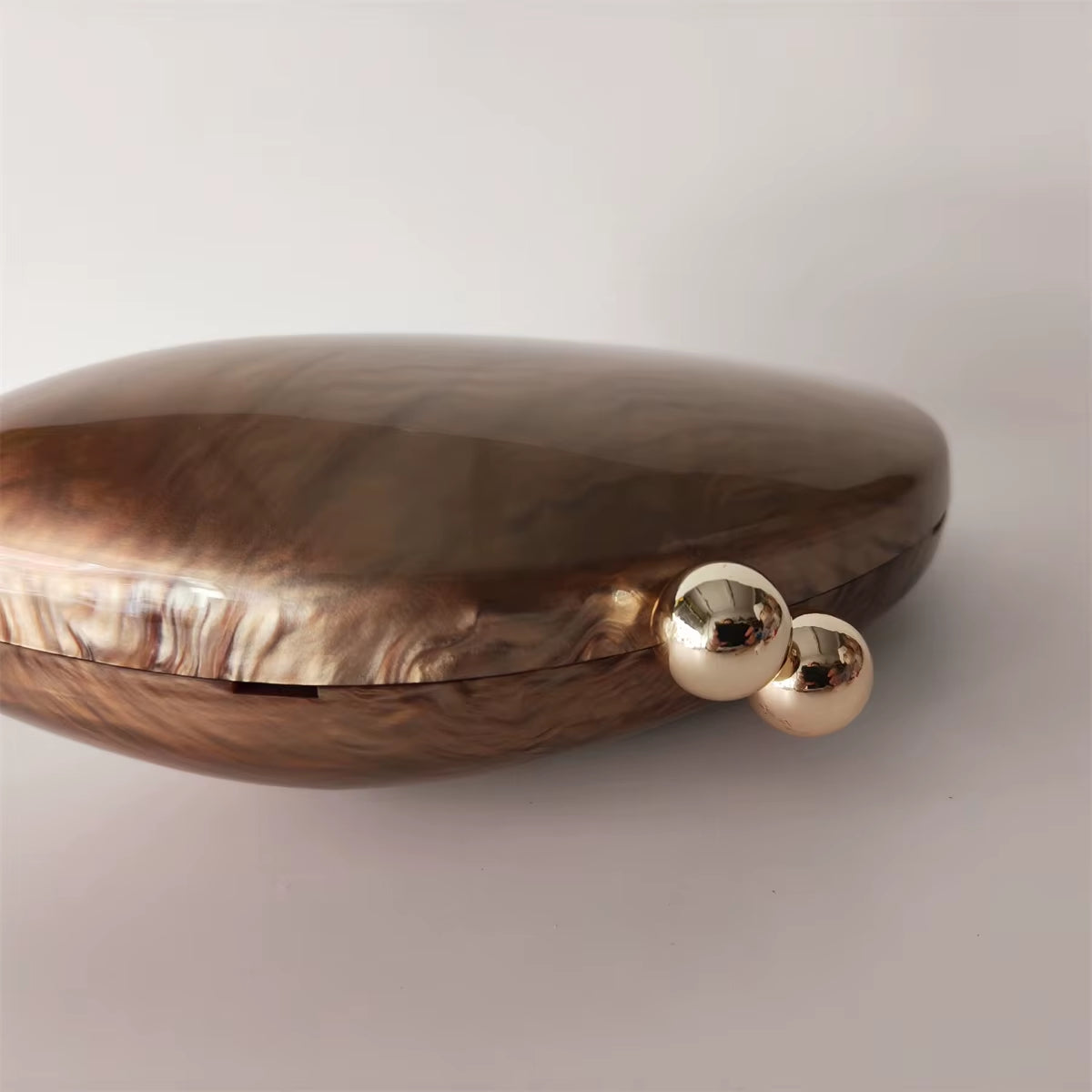 Pearl Brown Dumpling Shape Acrylic Box Clutches Party Purse L Evening Bags Lady Wedding Bridesmaid Clutches Minaudiere Handbags