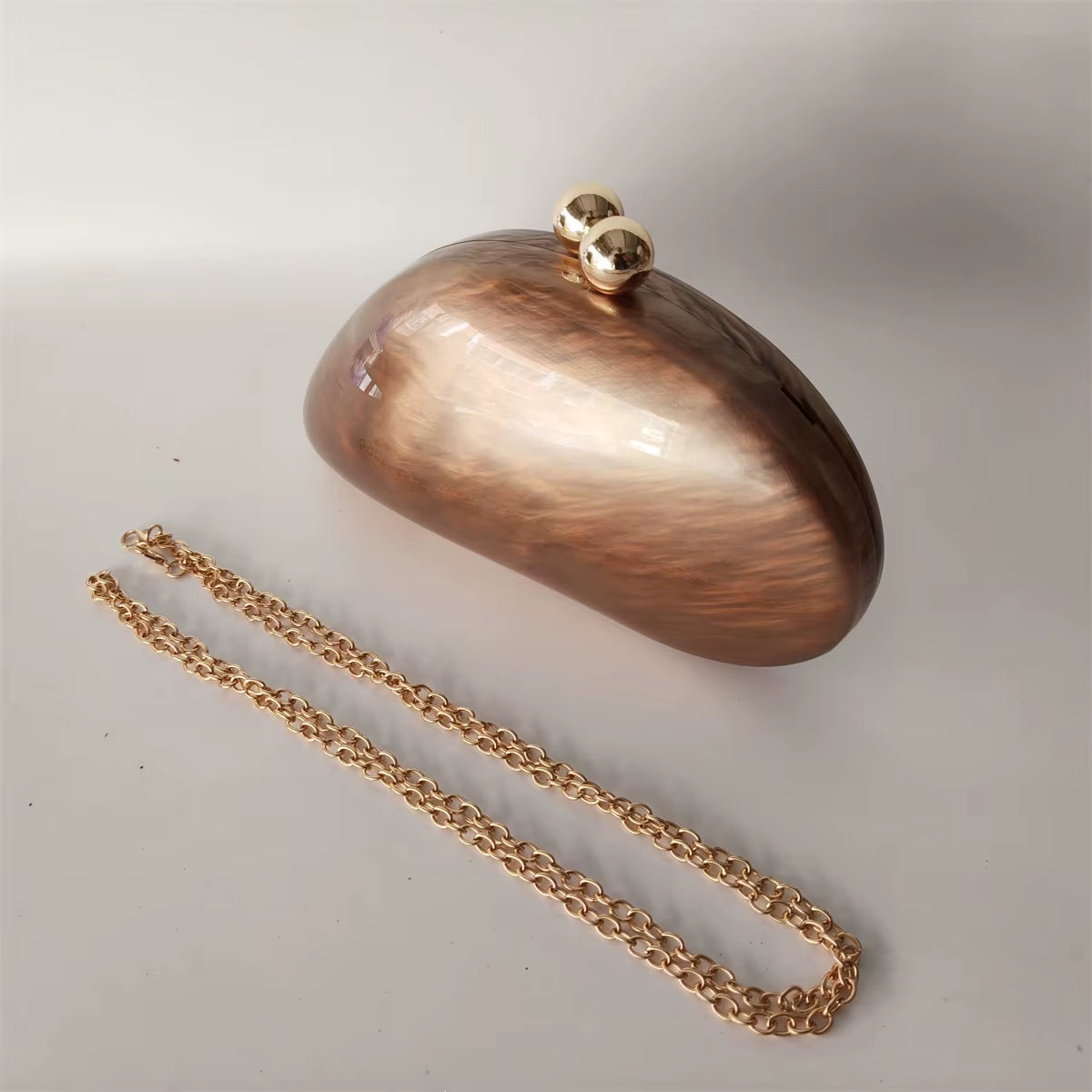 Pearl Brown Dumpling Shape Acrylic Box Clutches Party Purse L Evening Bags Lady Wedding Bridesmaid Clutches Minaudiere Handbags