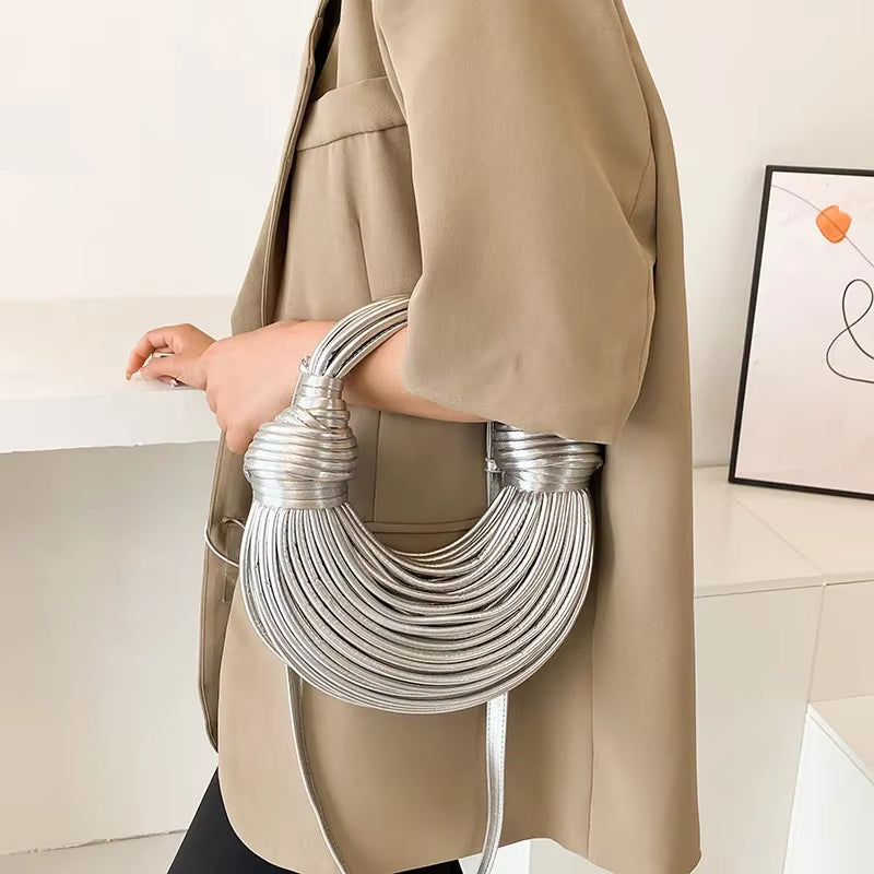 MOODS Luxury Evening Purses for Women Golden Noodle Knot Design Dinner Party Clutch Bag 2023 Luxury Designer Purses and Handbags