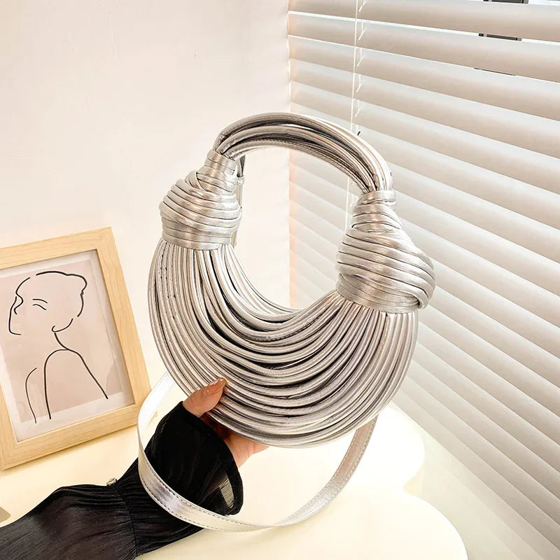 MOODS Luxury Evening Purses for Women Golden Noodle Knot Design Dinner Party Clutch Bag 2023 Luxury Designer Purses and Handbags